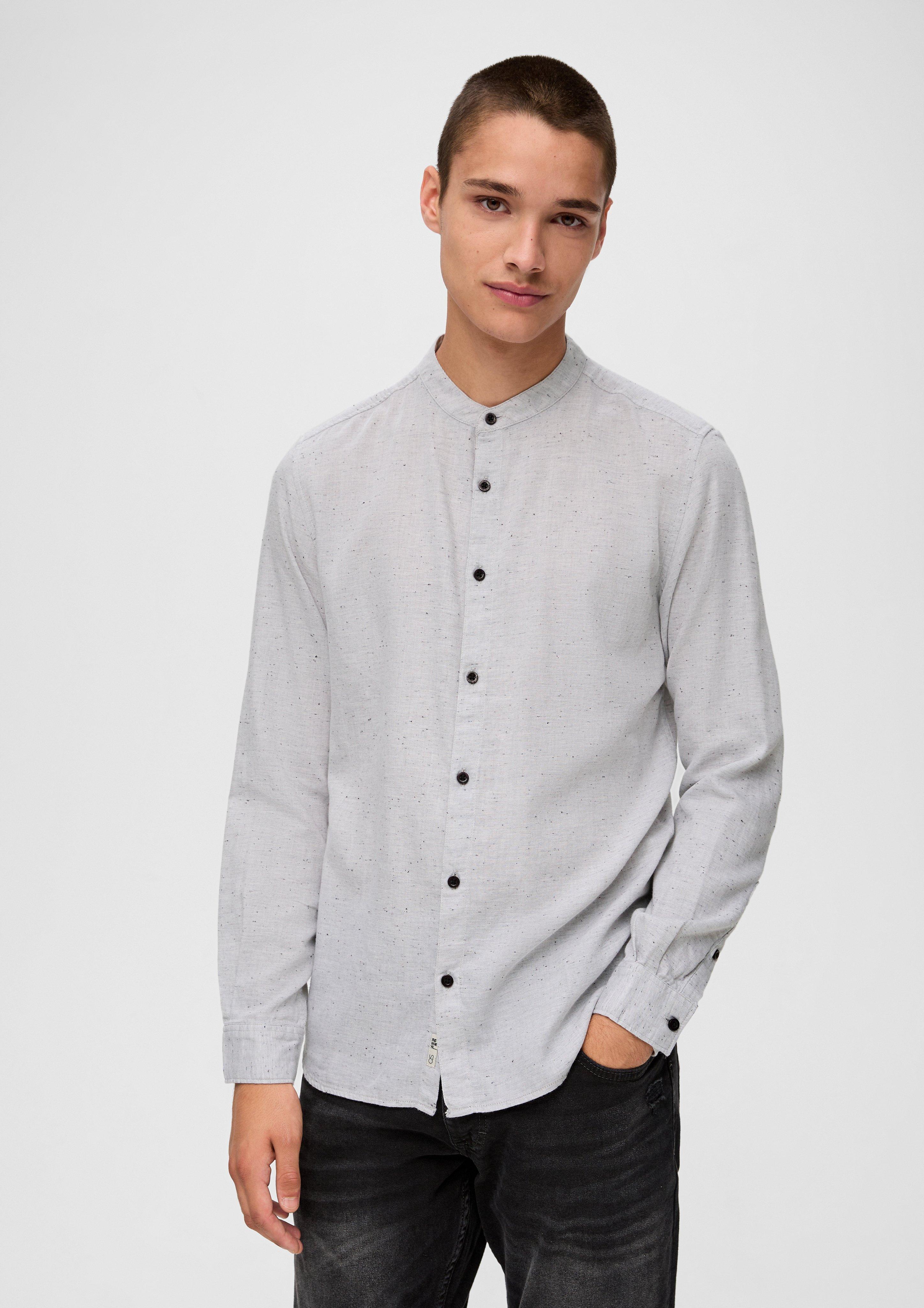 Slim: Meliertes Hemd mit Stehkragen  2134658-01W0