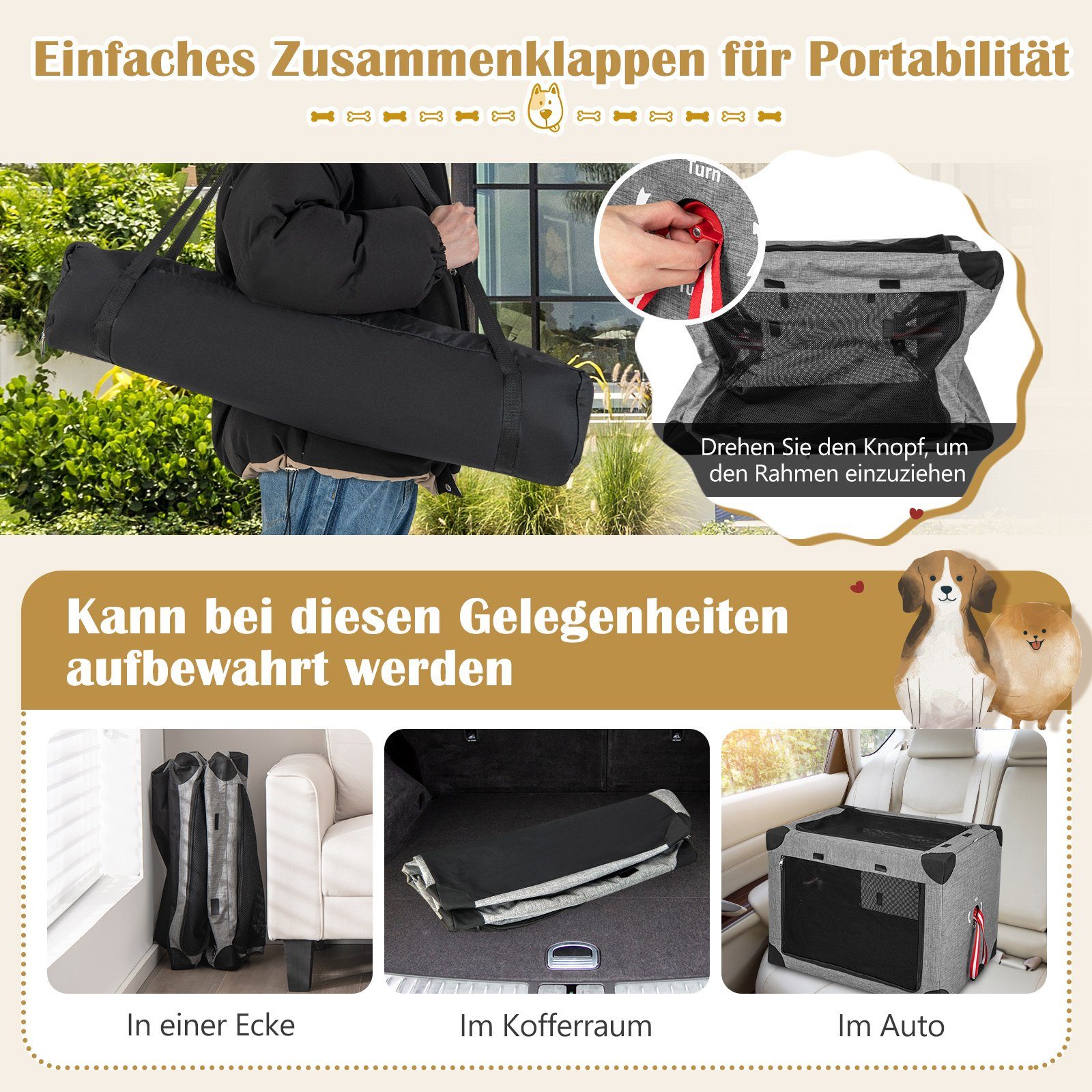 COSTWAY Tiertransporttasche Hundebox bis 15,00 kg, M bis 15 kg
