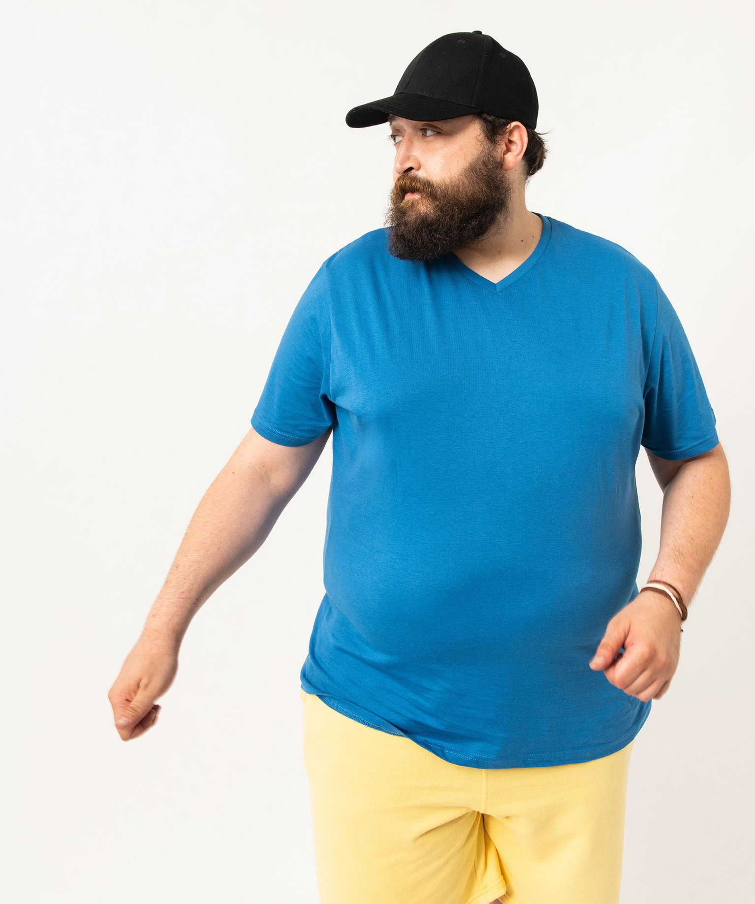 Tee-shirt homme à manches courtes et col V bleu | GEMO