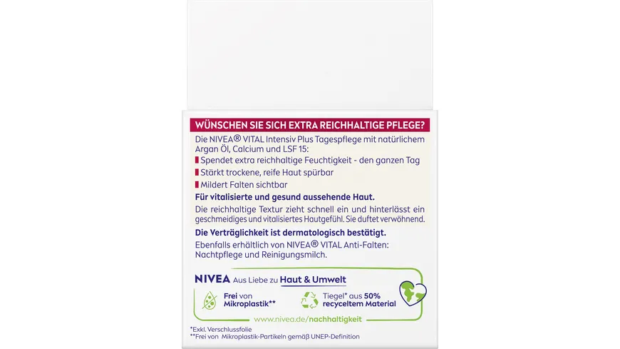 NIVEA VITAL Anti-Falten Intensiv Plus Tagespflege für Reife Haut LSF15 50 ml