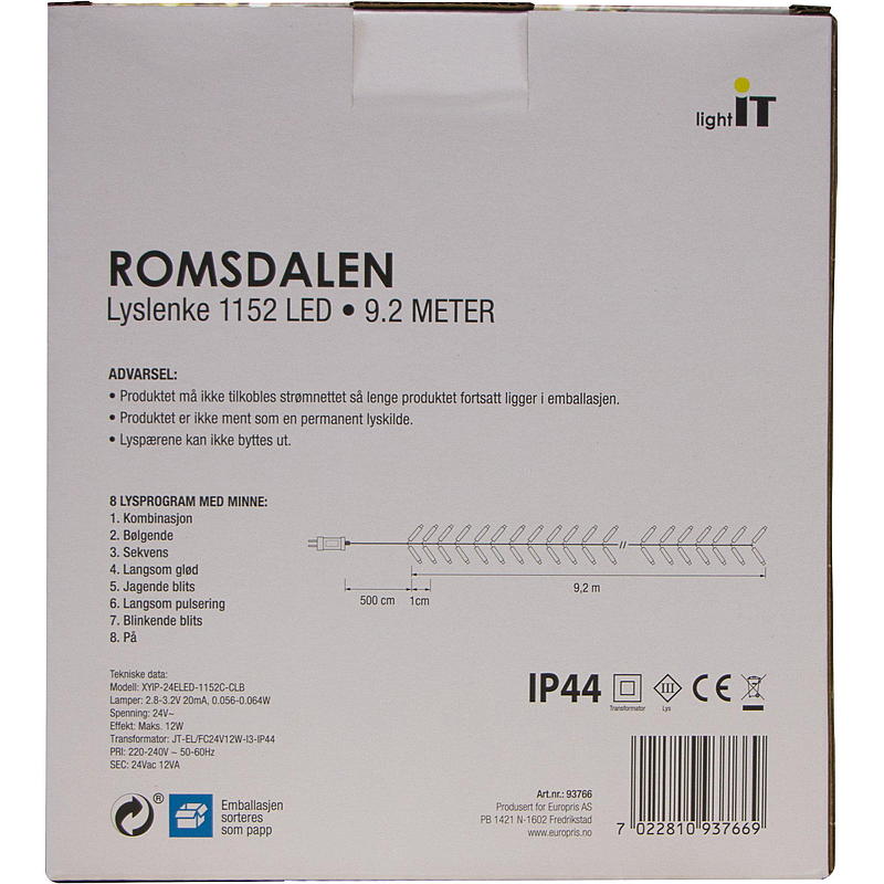 Home Lyslenke 1152 LED 9,2 m, varmhvit, Romsdalen