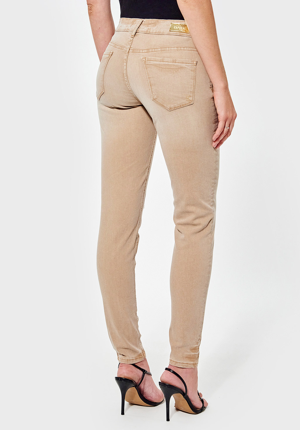 LISE  Jean slim beige Femme fantaisie