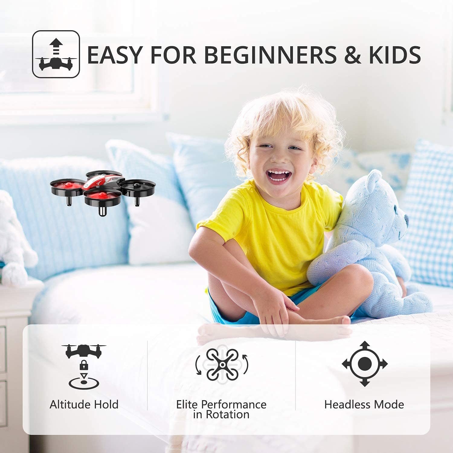 HOLY STONE HS210 Mini Drohne RC Drone für Kinder und Anfänger, Drohne (Mini Quadrocopter RC Helikopter Indoor mit 3 Akkus, Automatischer)