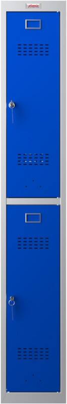 Phoenix Personalschrank Stahl Schließfach 2 Türen Schlüsselschloss 300 x 500 x 1.830 mm Blau, Grau