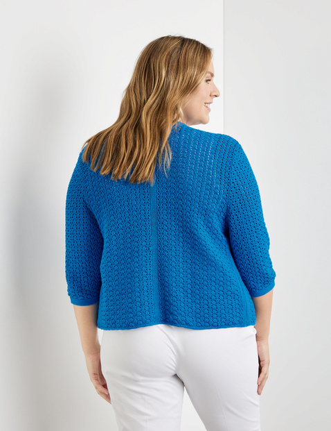 3/4 Arm Strickjacke aus Lochstrick