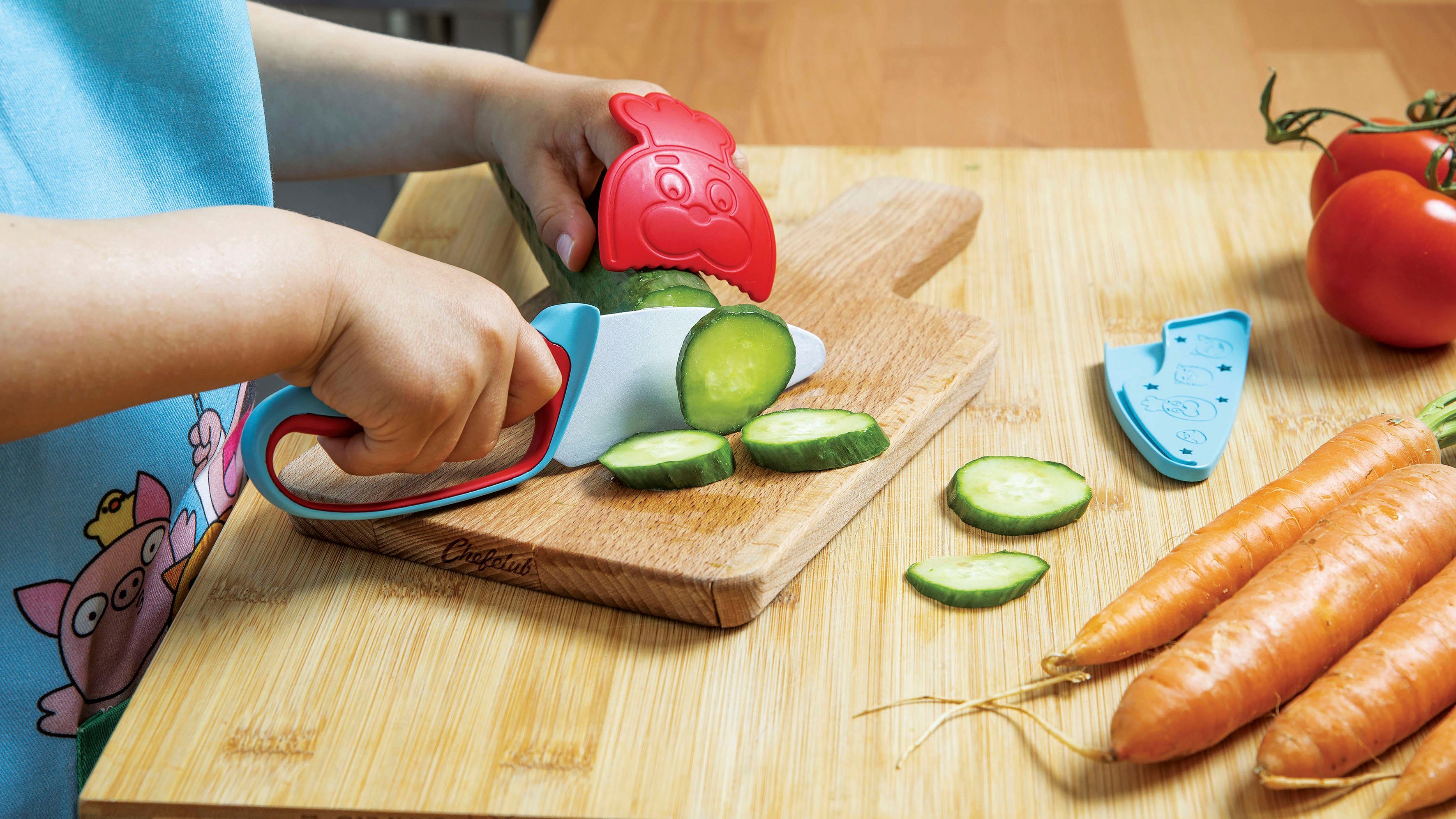 Chefclub Kinderkochmesser Messer für Kinder, blau/rot
