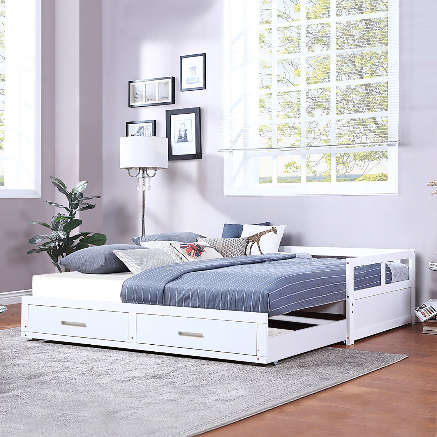 HAUSS SPLOE Schlafsofa Schlafsofa Holzbett Schiebebett Kinderbett Einzelbett Doppelbett, mit Relaxfunktion, Kiefernbett mit Stauraum