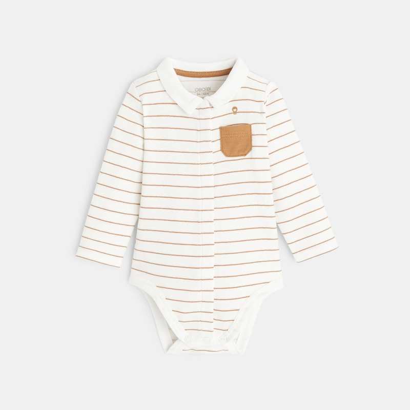 Body rayé col polo marron naissance