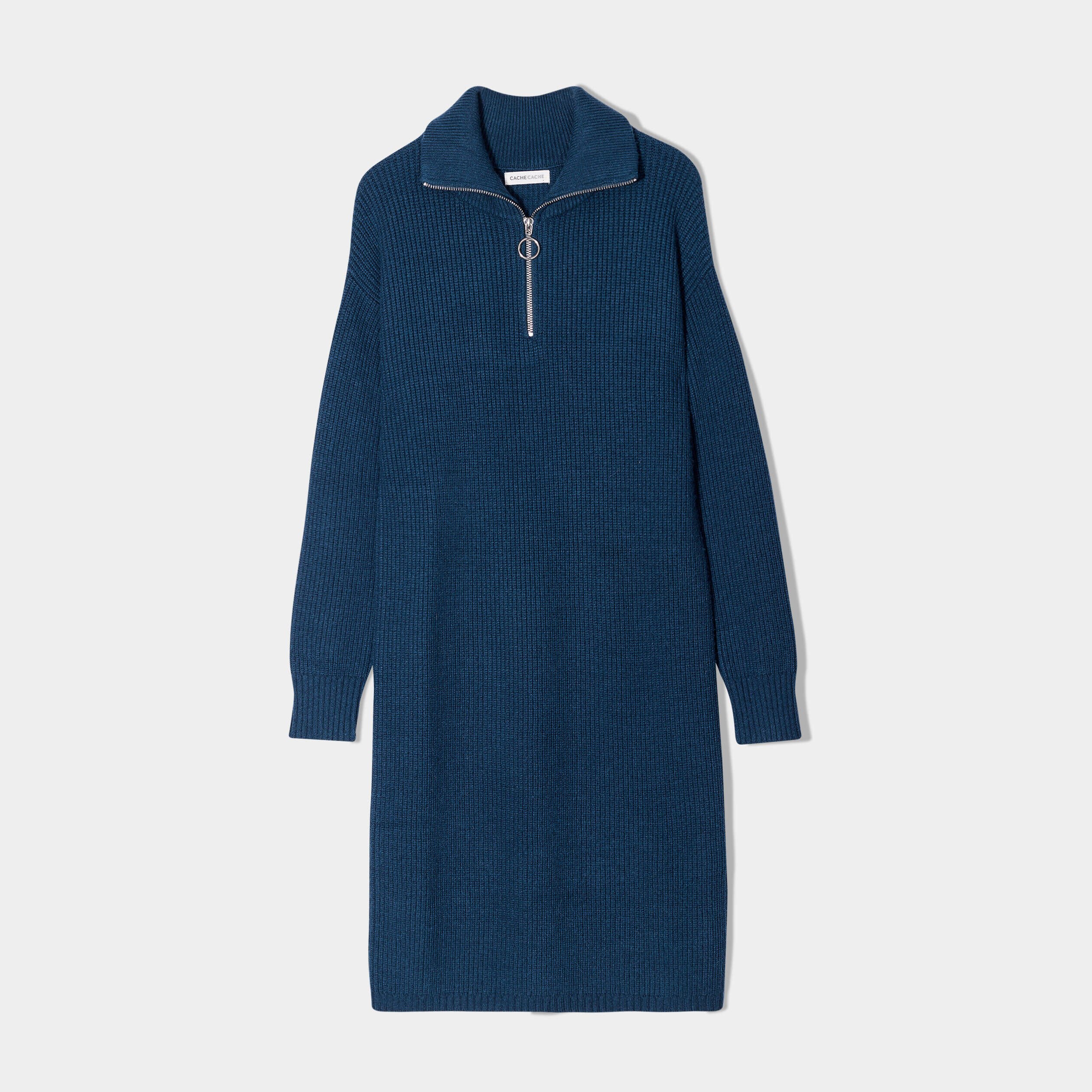 Robe pull col camionneur vert foncé femme | Cache Cache