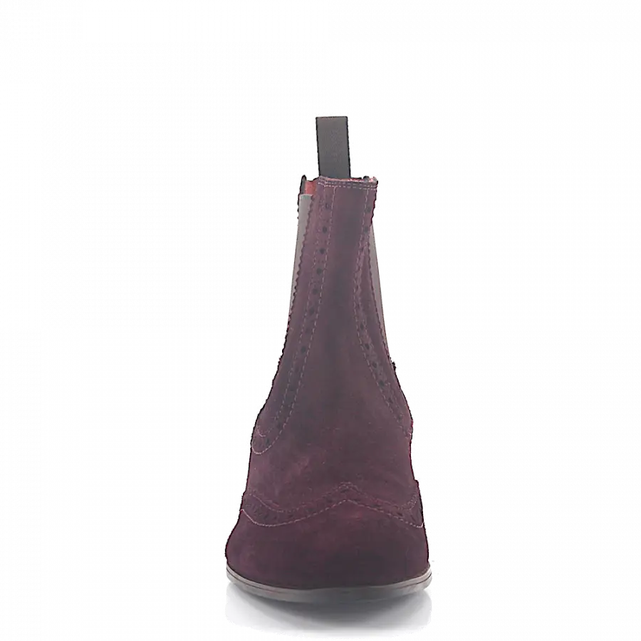 Santoni - Chelsea Boots Veloursleder bordeaux - rot