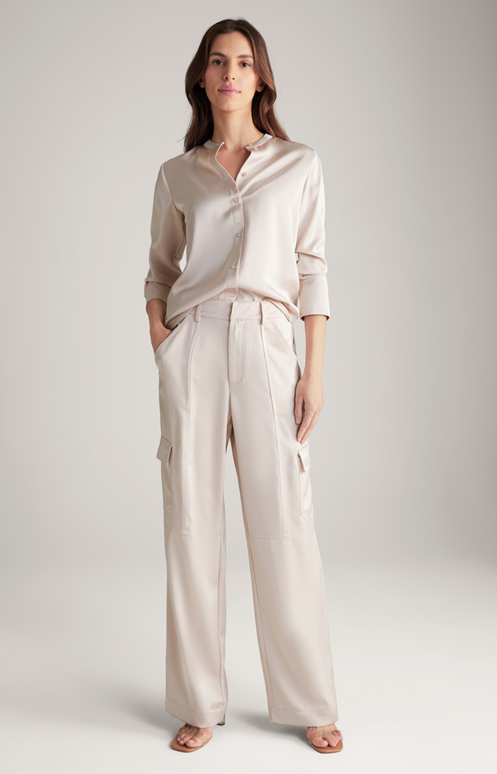 Satin-Cargohose in Nude