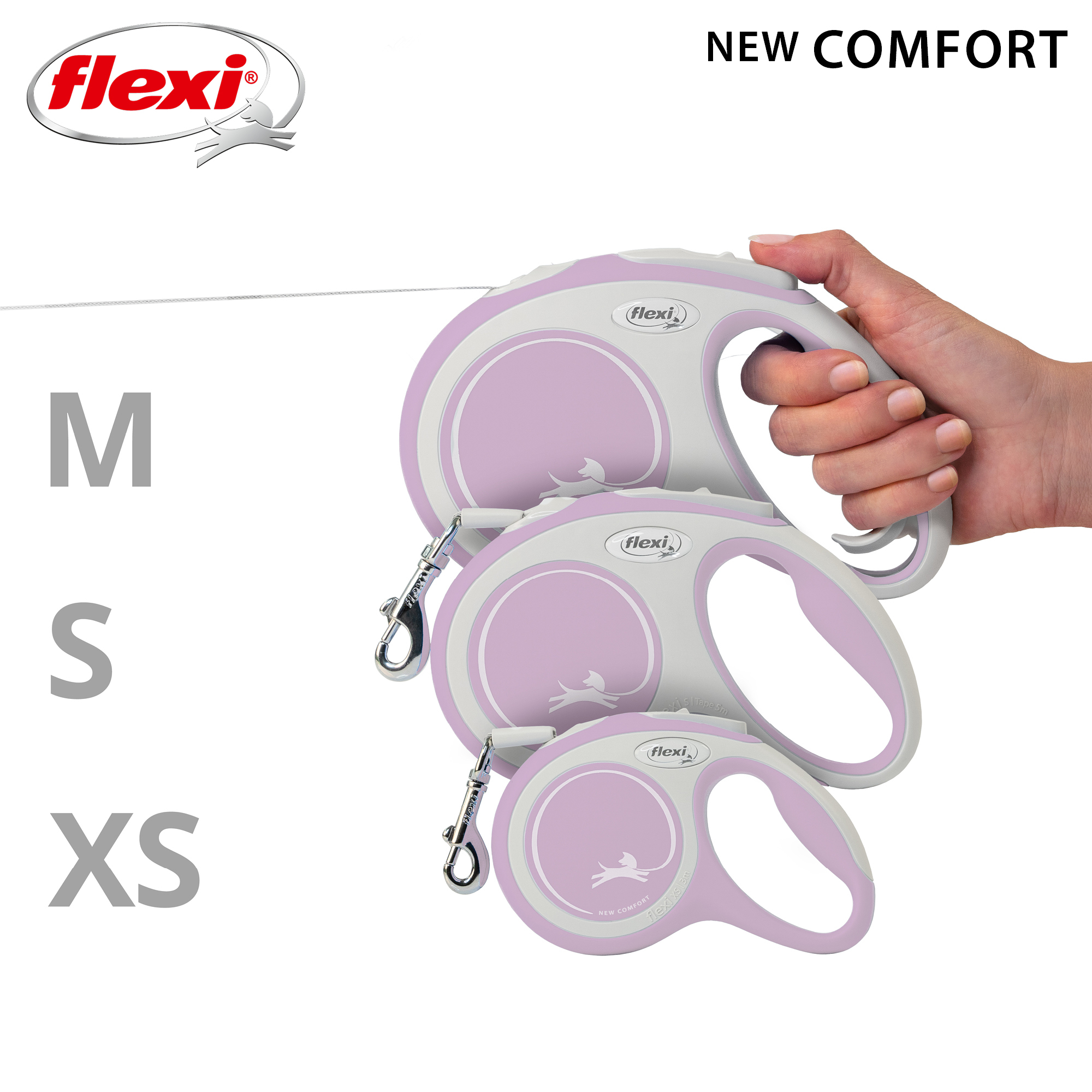 Flexi Hundeleinen Flexi New Comfort Gurt rosa S, 5 m, 15 kg