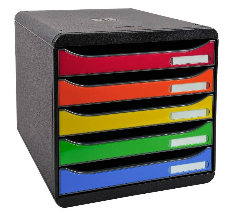 Exacompta Schubladenbox mit 5 Schubladen Big Box Plus Kunststoff Farbig sortiert 27,8 x 34,7 x 27,1 cm