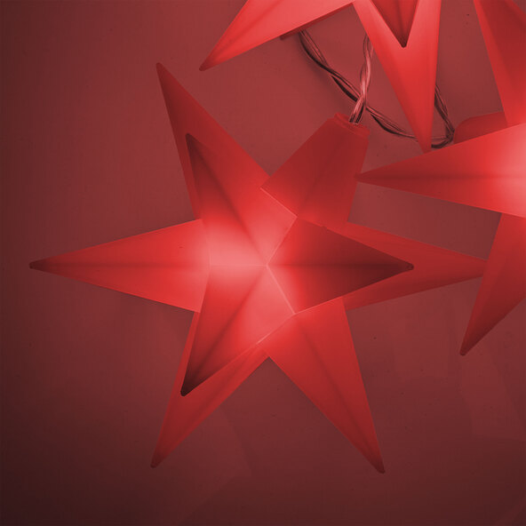 10er LED-Sternenlichterkette, rot
