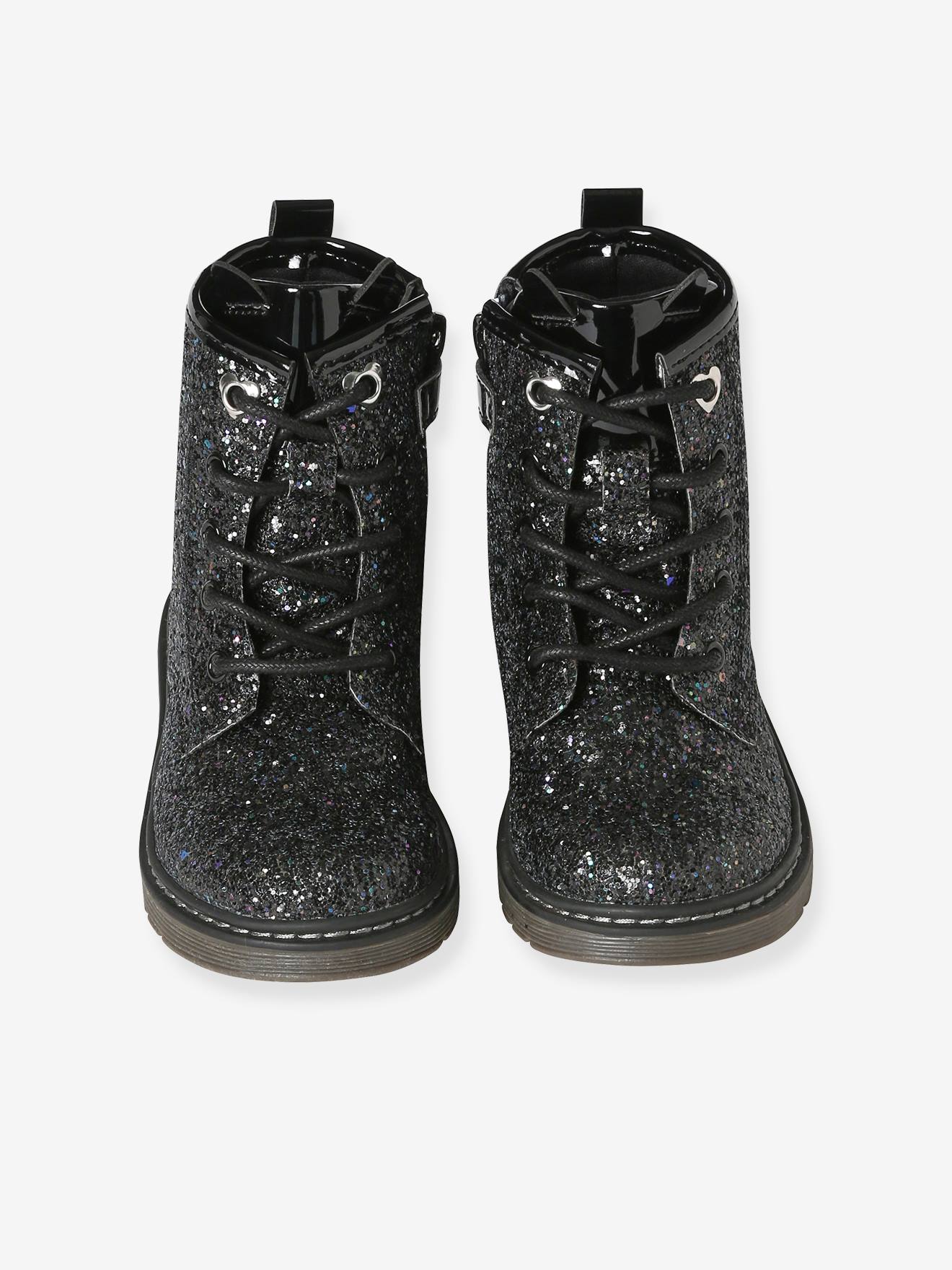 Boots lacées et zippées fille collection maternelle noir