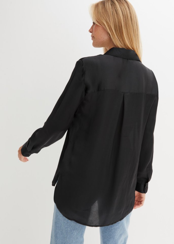 Satin-Longbluse mit recyceltem Polyester