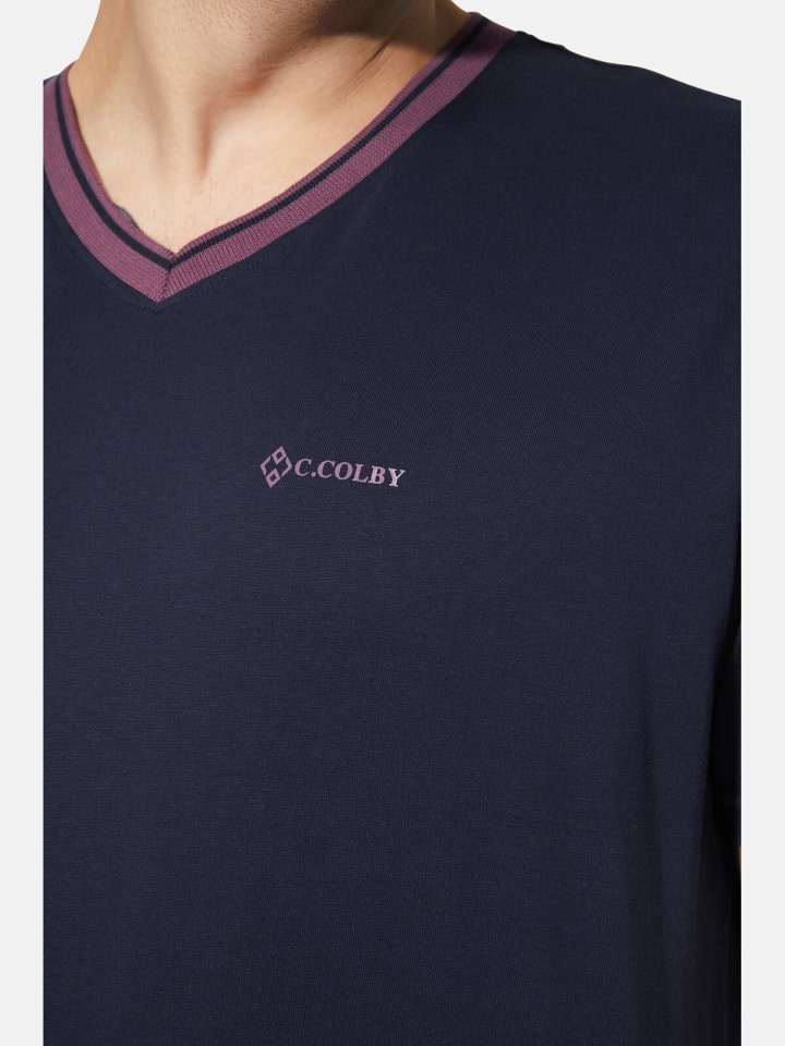 Charles Colby Doppelpack T-Shirt EARL EDELEY in lila dunkelblau günstig kaufen