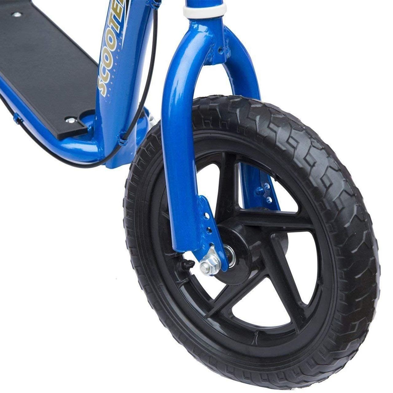 HOMCOM Kinderroller mit Hinterbremse 12 Zoll Scooter Tretroller EVA Blau