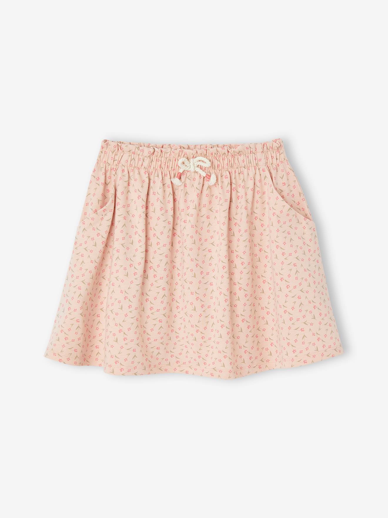 Vertbaudet Mädchen Rock BASIC Oeko-Tex - graugrün geblümt gänseblümchen