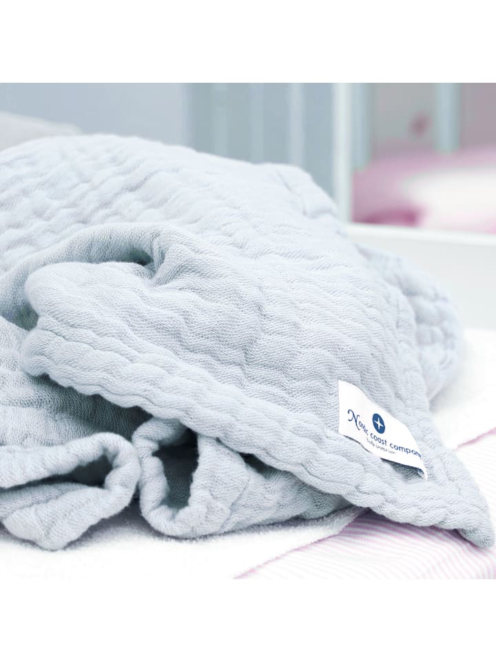 nordic coast company  Babydecke 4 in 1 groß in Hellblau - 90 x 120 cm  günstig kaufen 90 x 120 cm