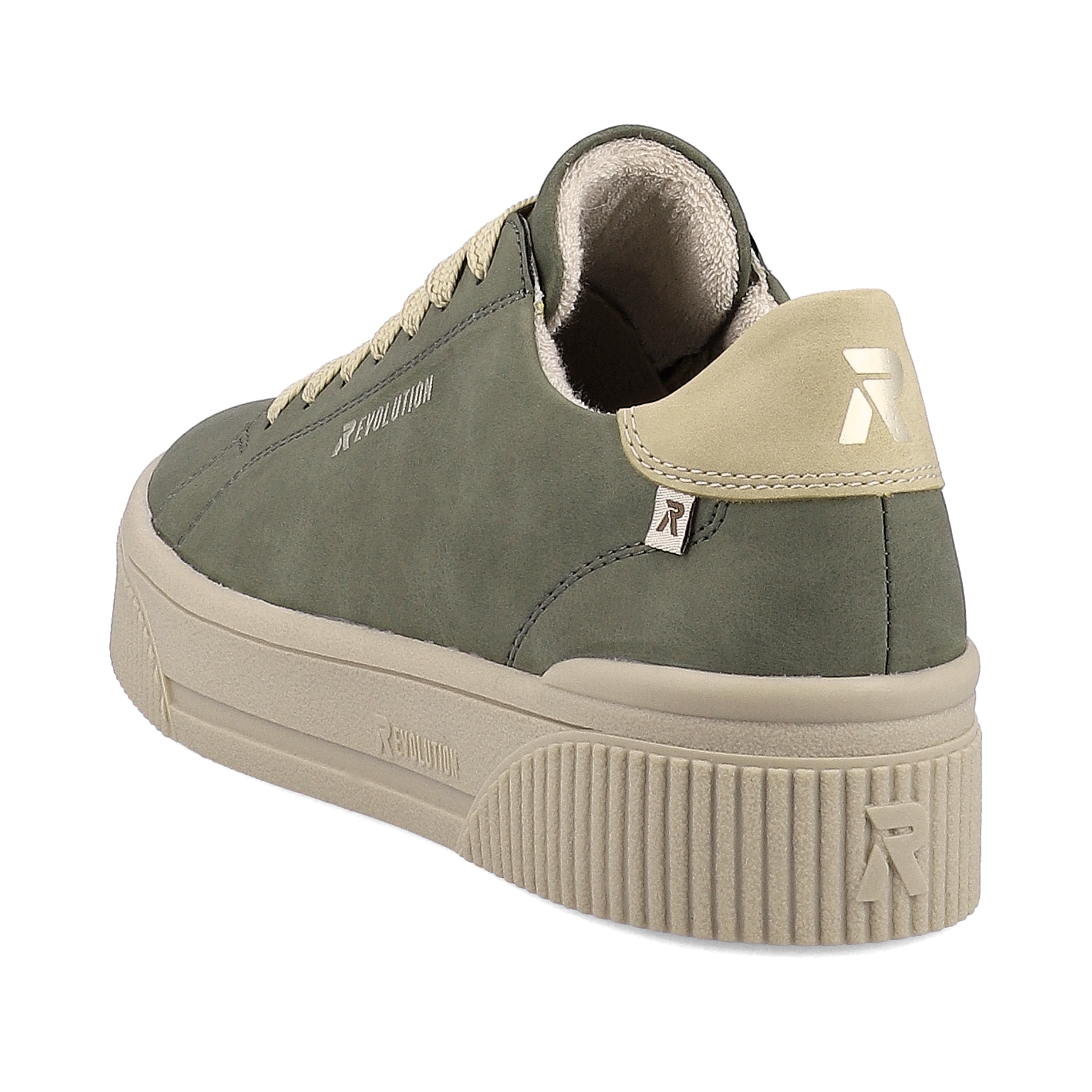 Rieker Damen Sneaker Low khaki-green creme-beige