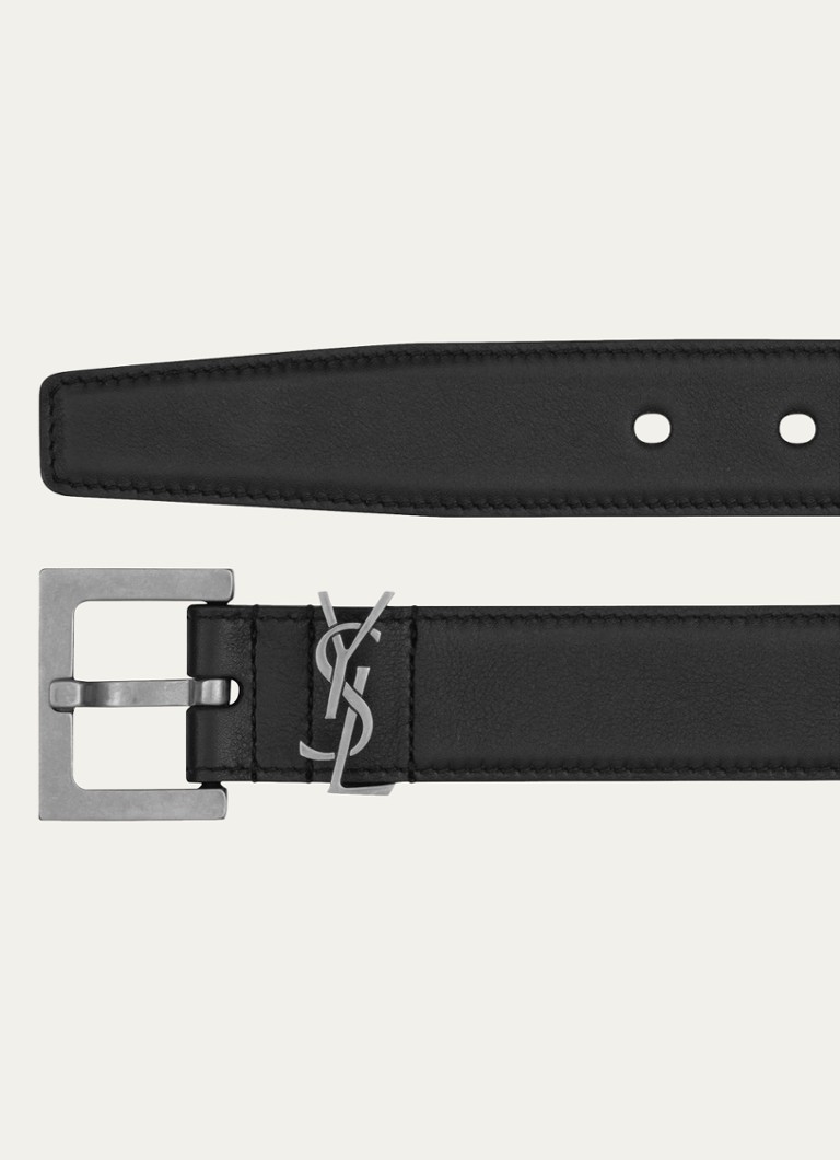Curea din piele de vițel cu monogramă Saint Laurent