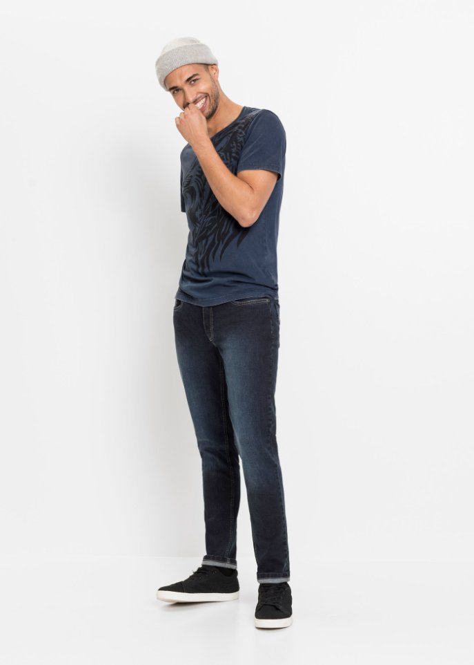 Pflegeleichtes T-Shirt aus Baumwolle, Slim Fit