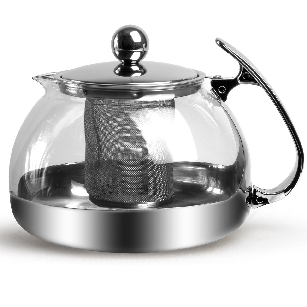 Monzana Teekanne Glas/Edelstahl inkl. Siebeinsatz 1,2L