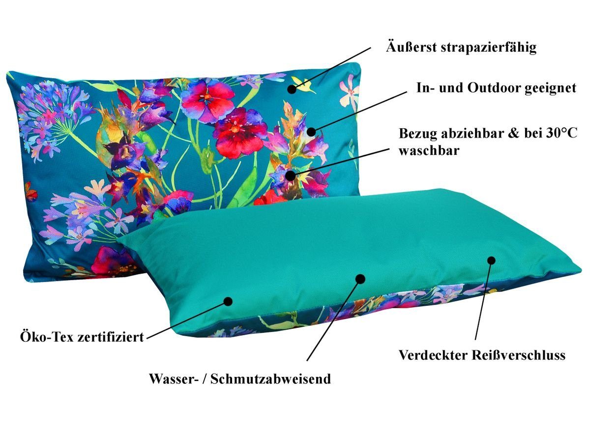 JACK Dekokissen JACK Outdoor Lounge Kissen 30x50cm Motiv Dekokissen inkl. Füllung, mit Lotus-Effekt, Robust, Strapazierfähig, für Innen & Außen geeignet