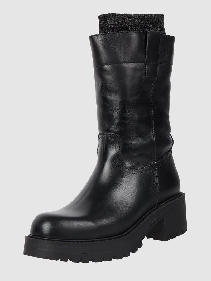 Sock Boots aus Leder in schwarz