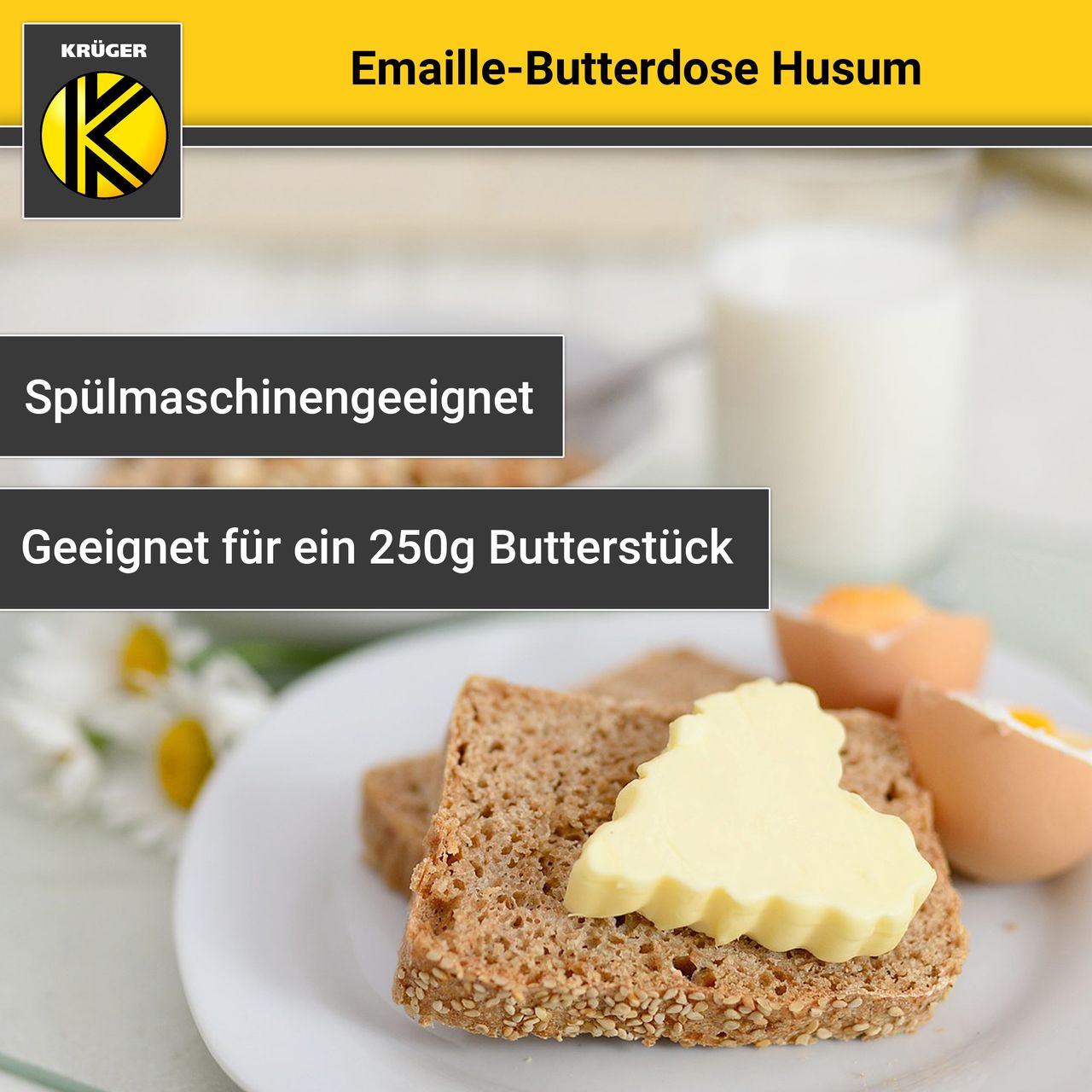 Karl Krüger Emaillierte Butterdose Husum