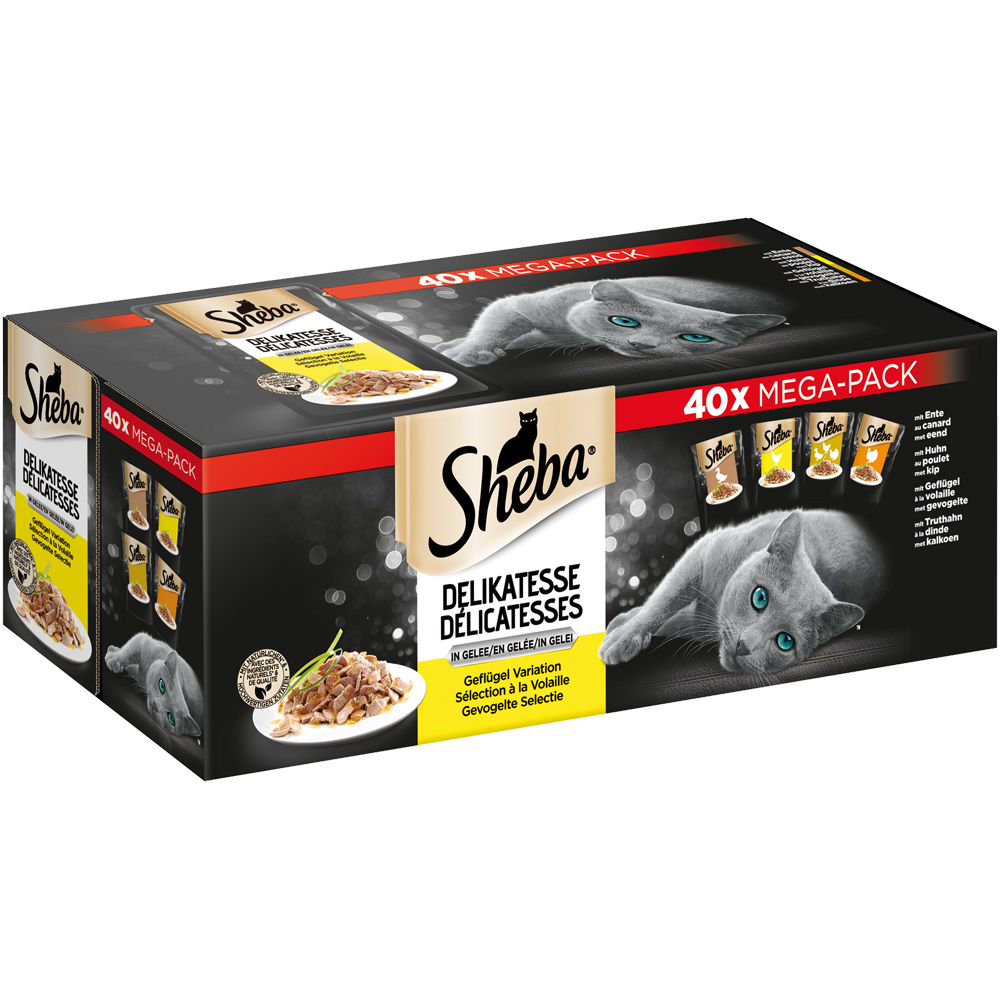 Sheba Portionsbeutel Multipack Delikatesse in Gelee Geflügel Variation 40 x 85g