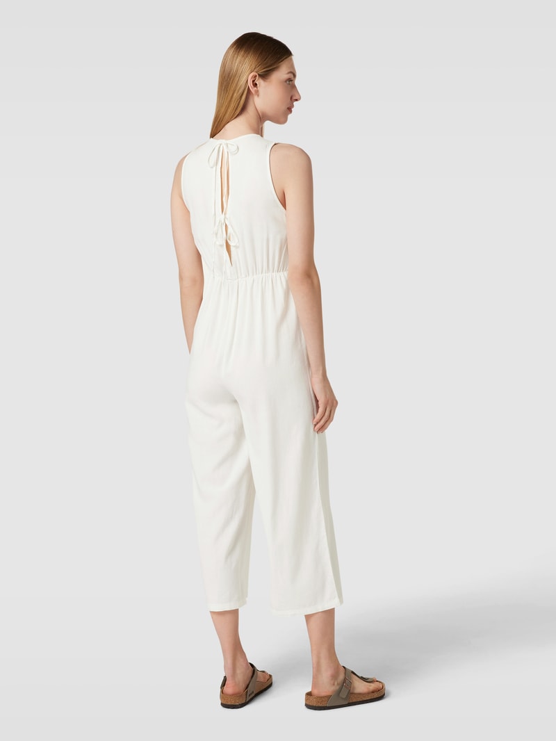 Jumpsuit aus Viskose-Leinen-Mix mit Kellerfalten Modell 'MILO' in weiß