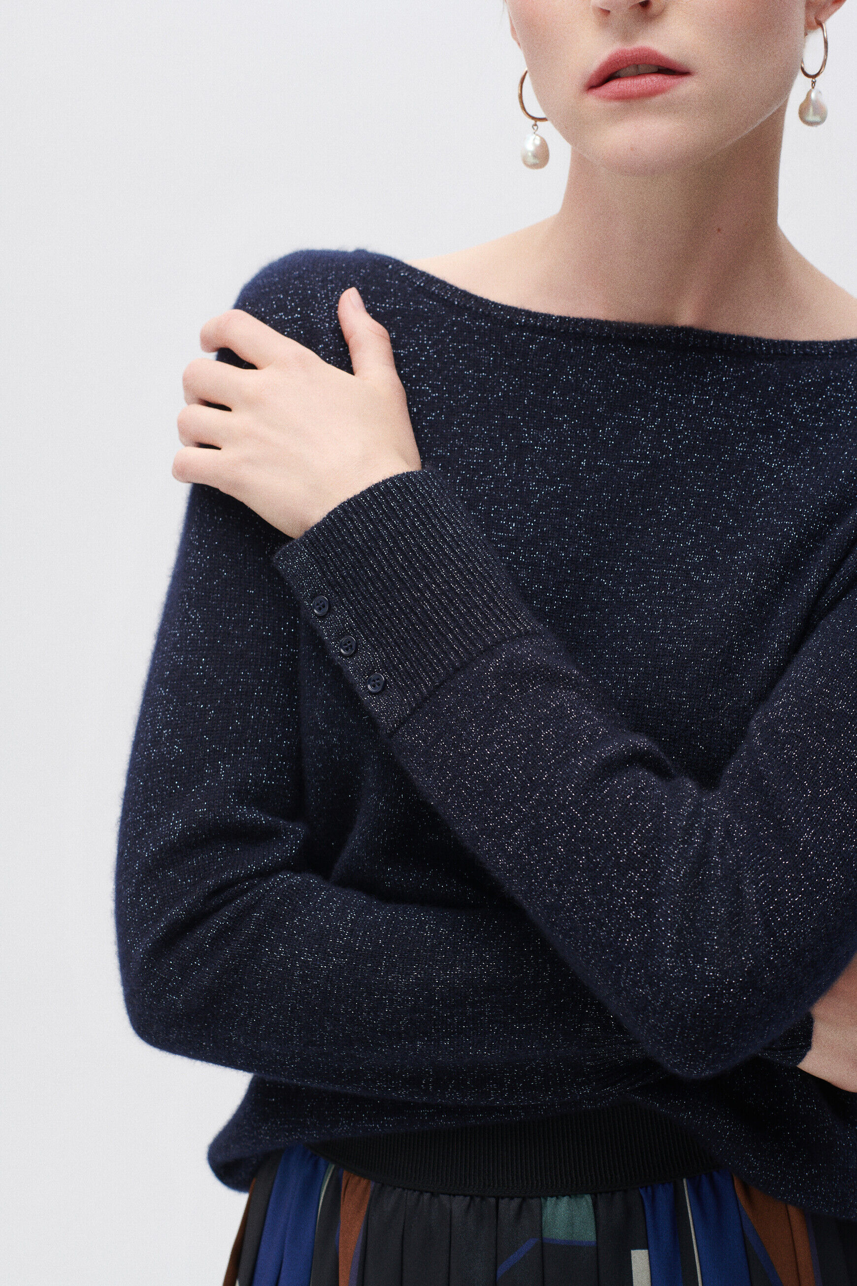 Pull zoan bleu marine femme