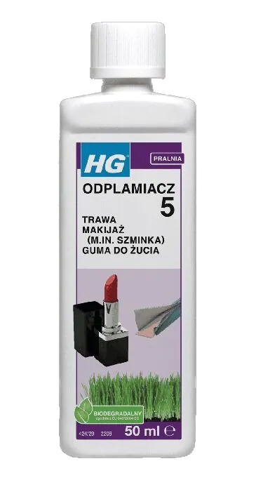 HG dėmių valiklis, skirtas makiažo, žolės, žymeklių, kramtomosios gumos ir kt. dėmėms šalinti. 50 ml