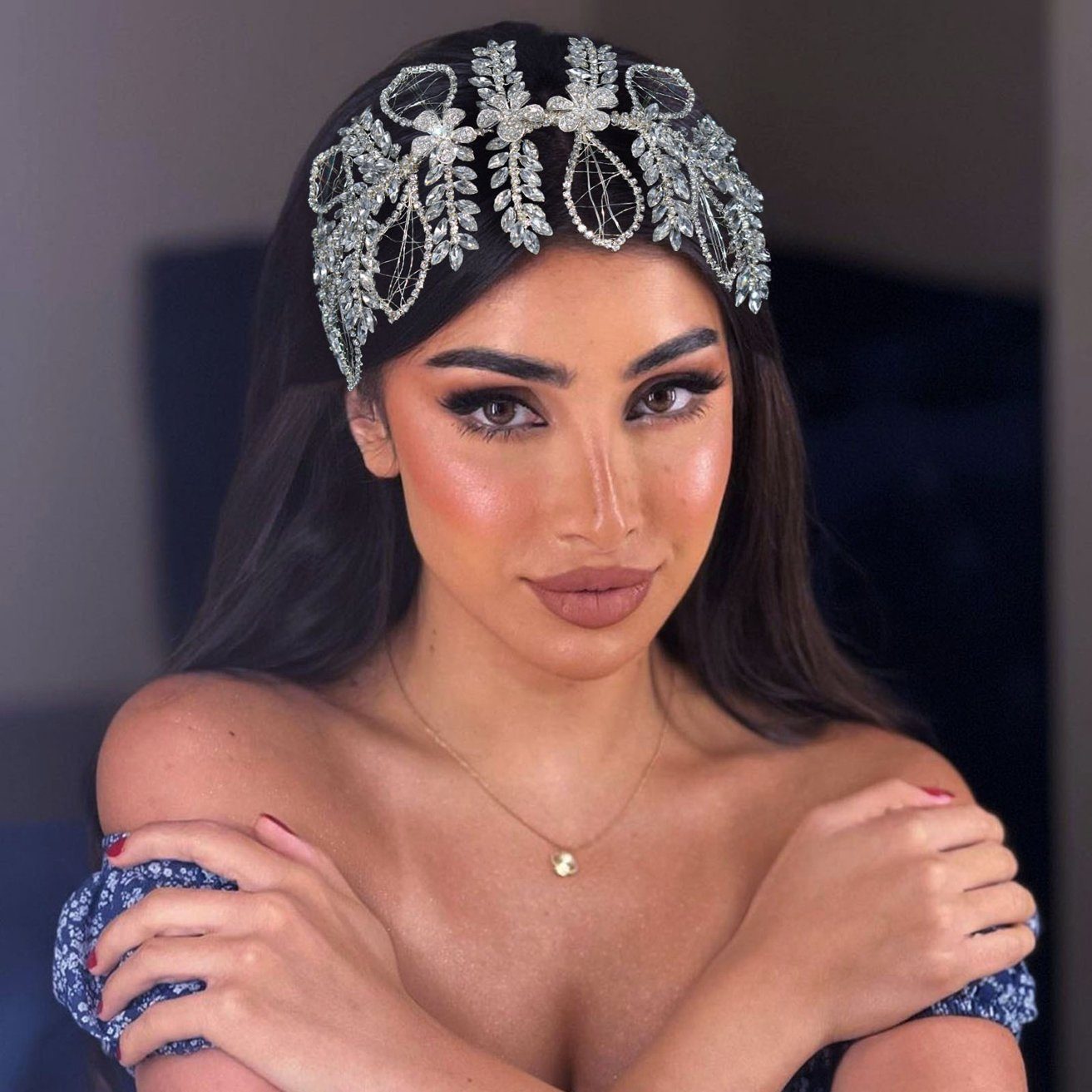 HOHEA H Haarband Kristall-Stirnband, Hochzeits-Haarschmuck, Braut-Haarschmuck, 1-tlg., Hochzeitsdekoration Brautjungfern-Haarschmuck für Party, Silberne Haaraccessoires sind elegante Haaraccessoires für Frauen