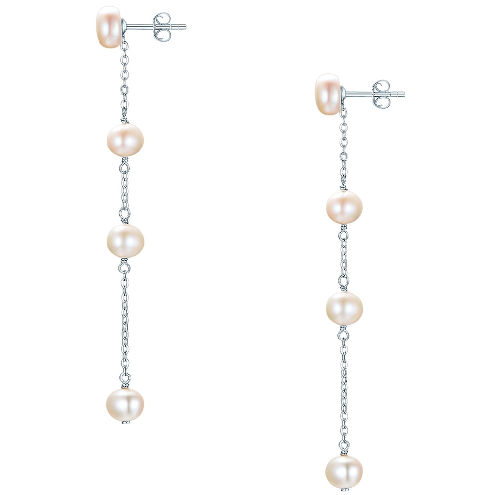 Valero Pearls Boucles doreilles Argent sterling Perle de culture d'eau douce en Argent Boucles d'oreilles