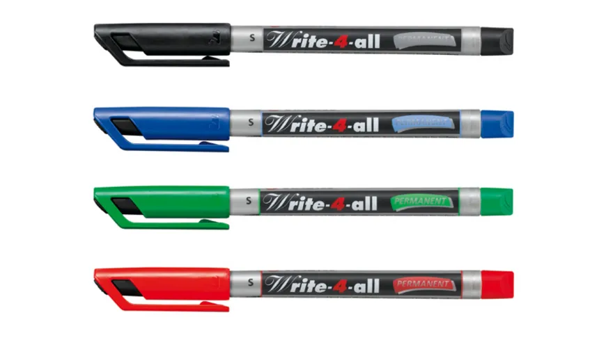 STABILO® Permanent-Marker - STABILO Write-4-all - superfein - 4er Pack - blau, rot, grün, schwarz sortiert