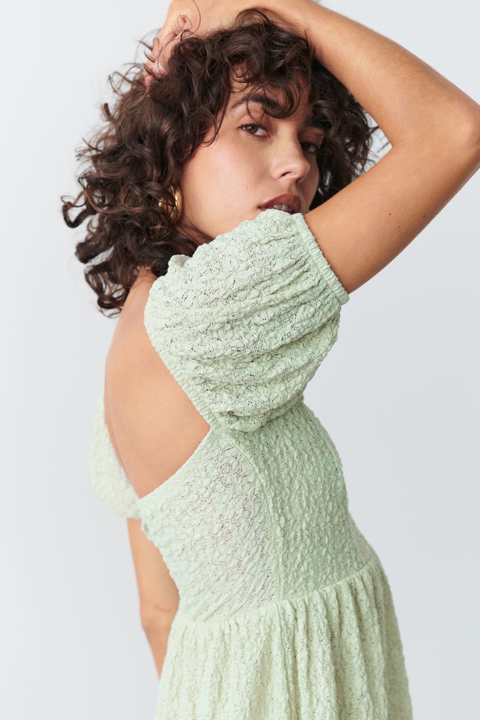 Puff sleeve off shoulder dress