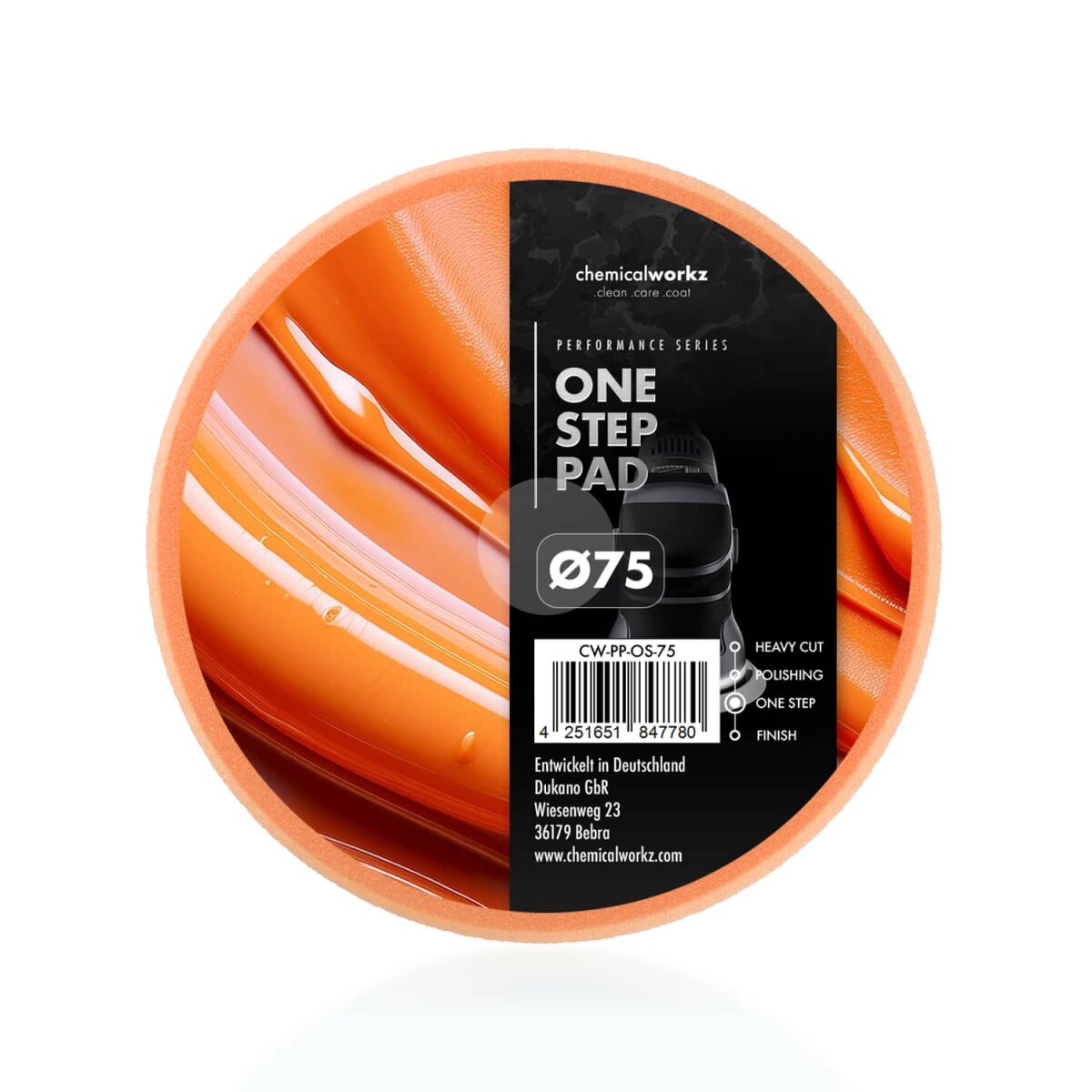 chemicalworkz One Step Performance Pad 75mm orange