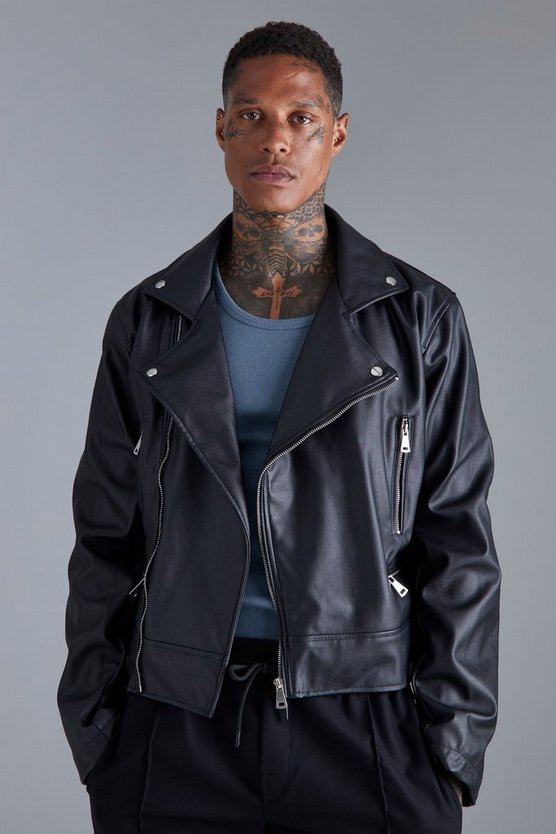 Kastige Leder-Bikerjacke