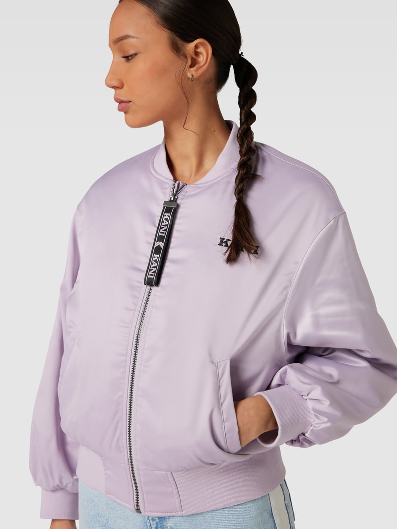 Jacke mit Label-Detail Modell 'RETRO SATIN' in hellrosa