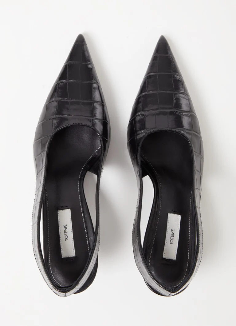 TOTEME Klassinen nahkainen slingback-laukku krokotiilikuvioinnilla