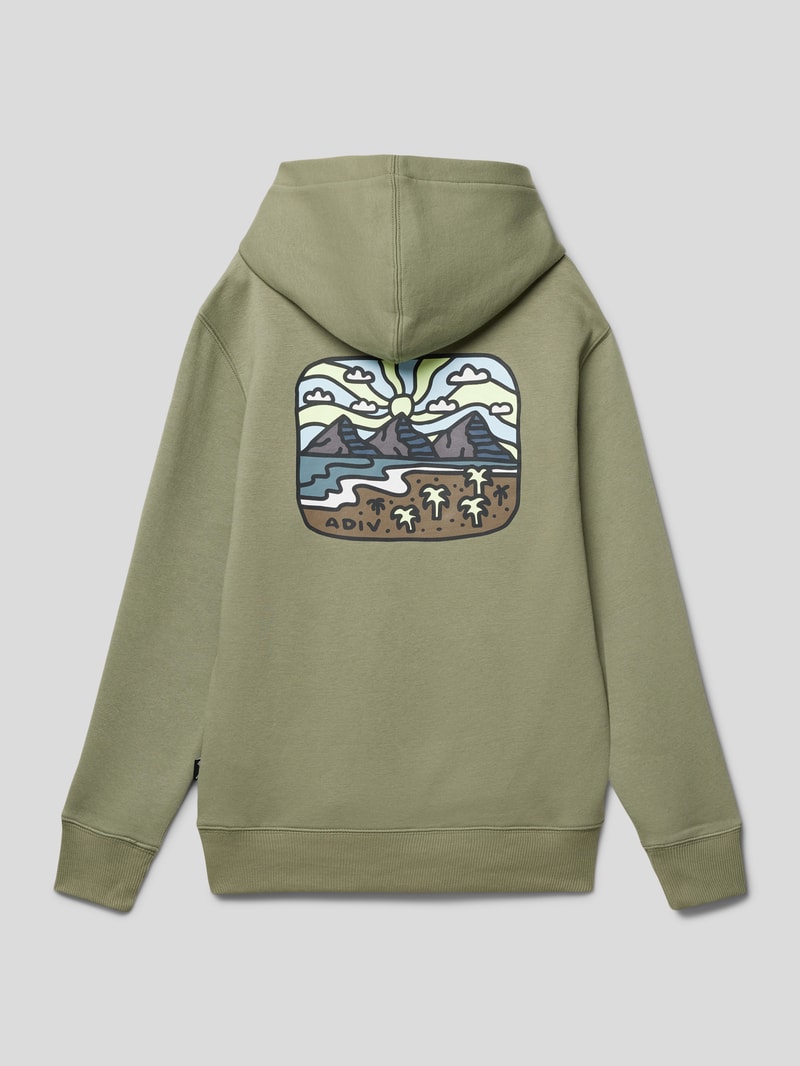 Hoodie mit rückseitigem Motiv-Print Modell 'SHINE' in schilf
