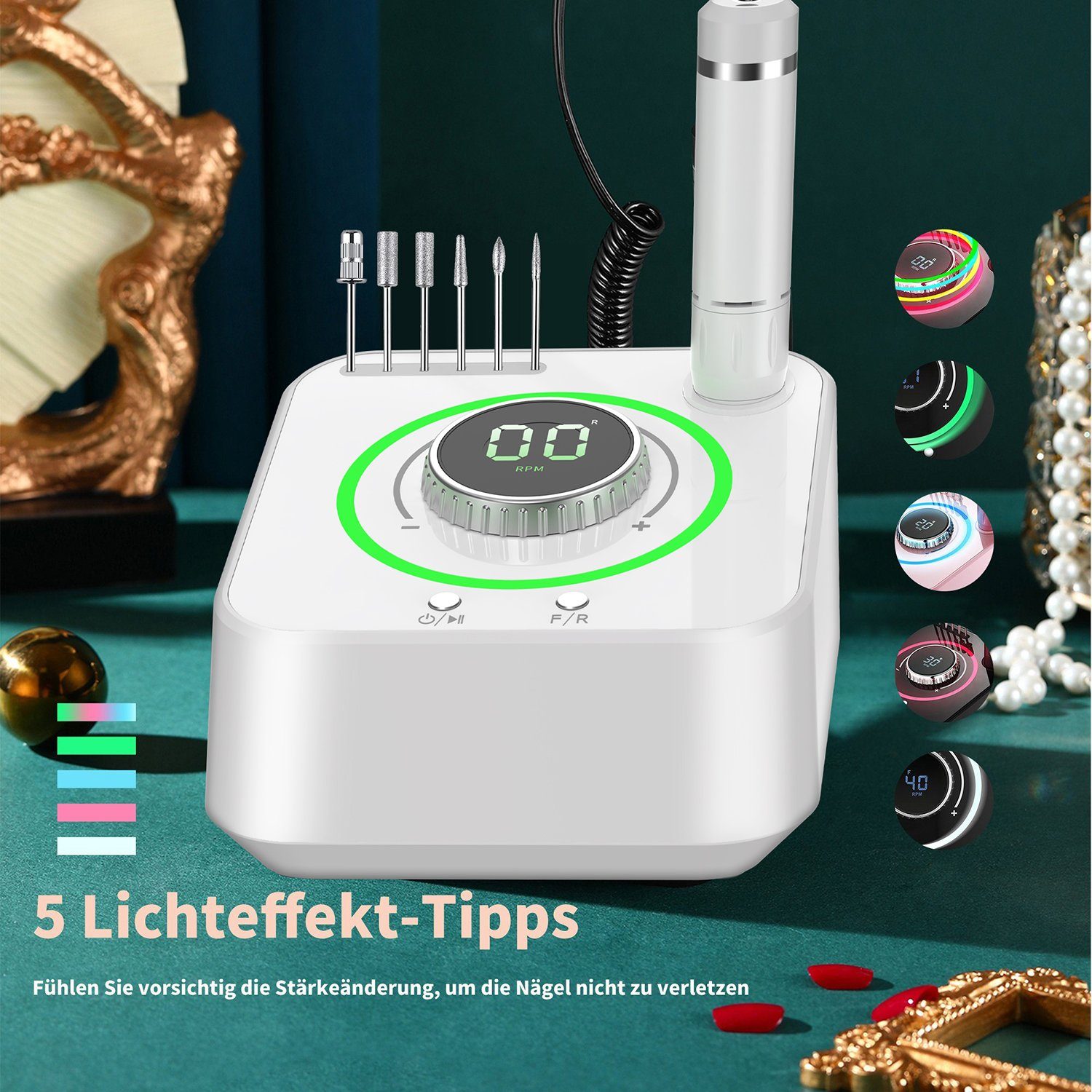 Yaviel Maniküre-Pediküre-Set Elektrische Nagelfeile Nagelfräser Fräser für Gelnägel Maniküre set, Fräsmaschine Fußpflegegeräte Nägel Nail Drill Machine Nagelmaschine