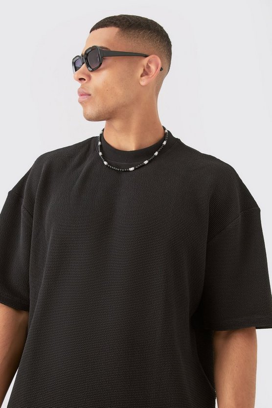 Kastiges strukturiertes Oversize T-Shirt
