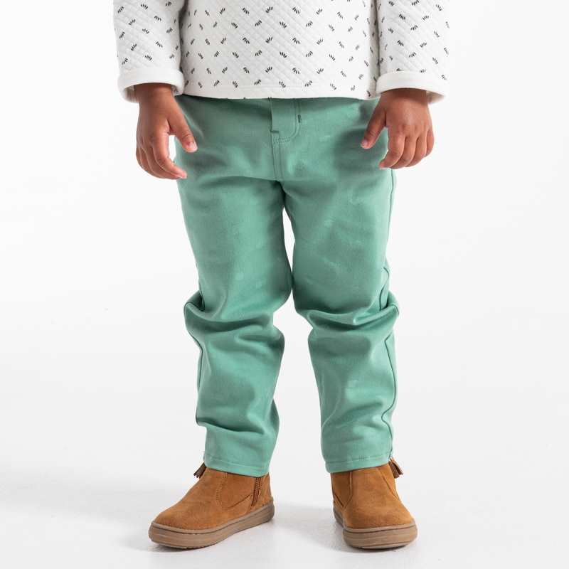 Pantalon stretch à pois vert bébé fille