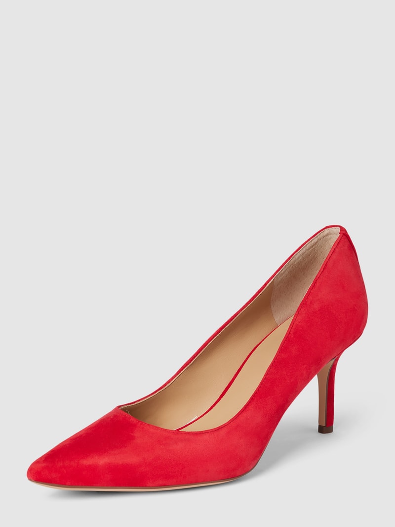 Pumps aus Leder mit Label-Applikation Modell 'LANETTE' in rot