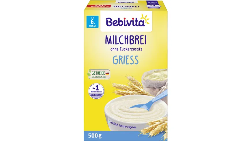 Bebivita Milchbreie ohne Zuckerzusatz Milchbrei Grieß 500 g