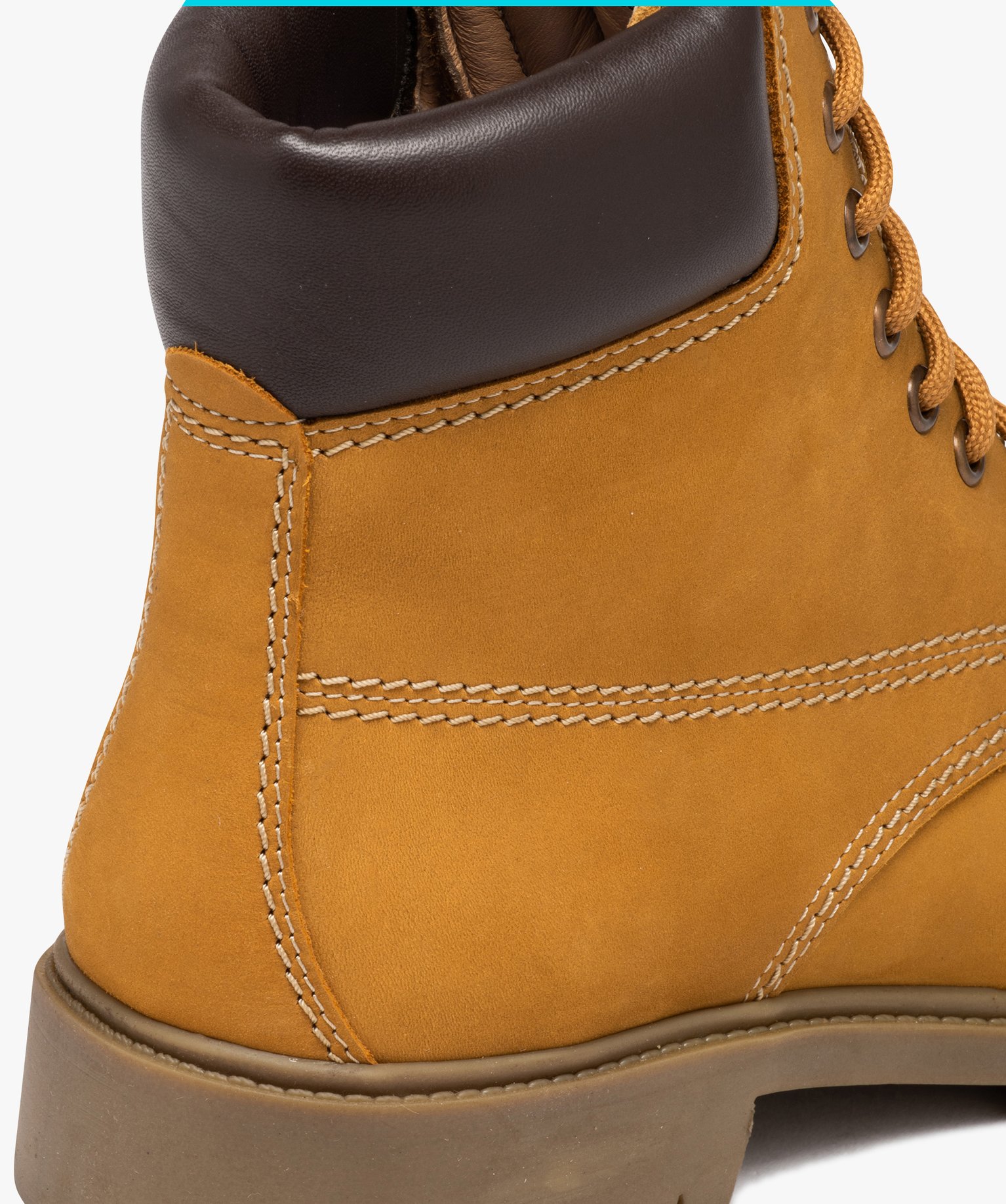 Boots homme dessus en cuir suédé uni et col matelassé camel | GEMO